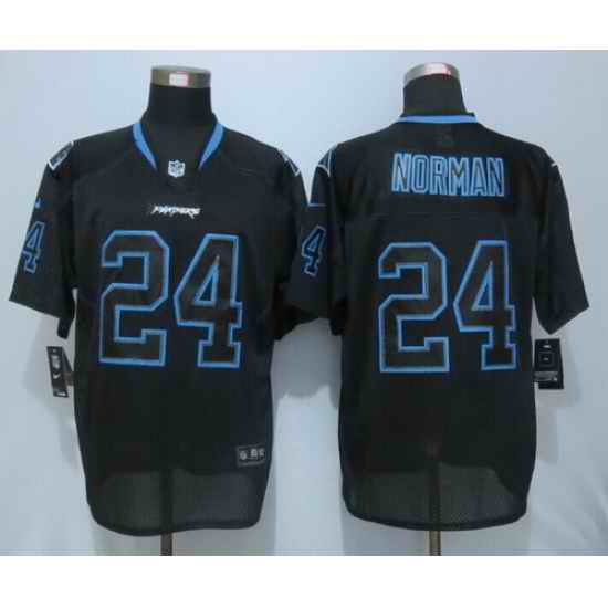 New Nike Carolina Panthers #24 Josh Norman Lights Out Black Elite Jerseys